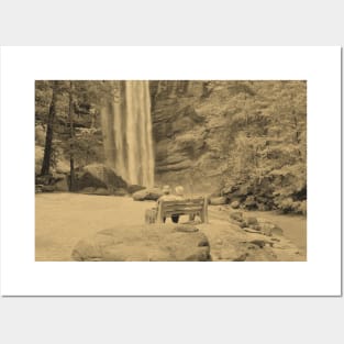 Vintage Newspaper Filtered Couple at Toccoa Falls Posters and Art